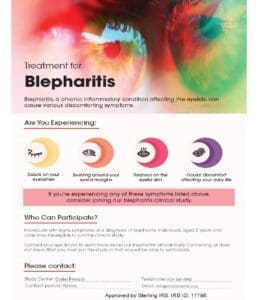 Treatment information for blepharitis symptoms.